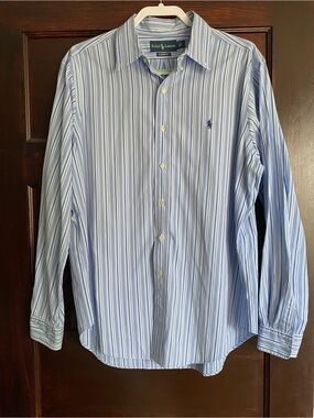 Ralph Lauren Classic Fit Blue Striped Button Down Shirt L